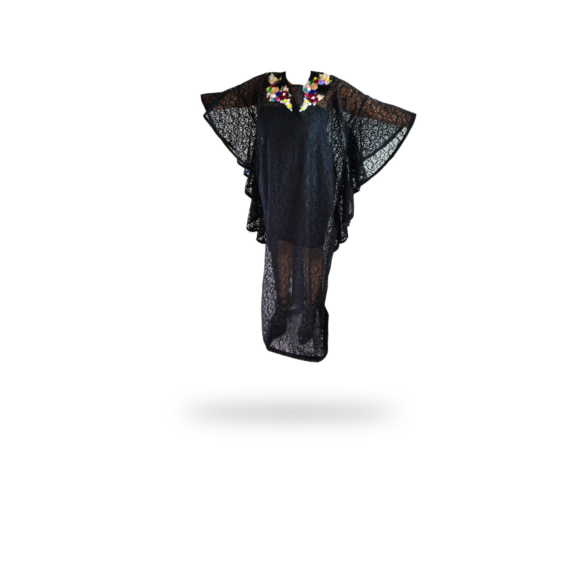 AFROZAKS| Black Florette Lace Kaftan - afrozaks